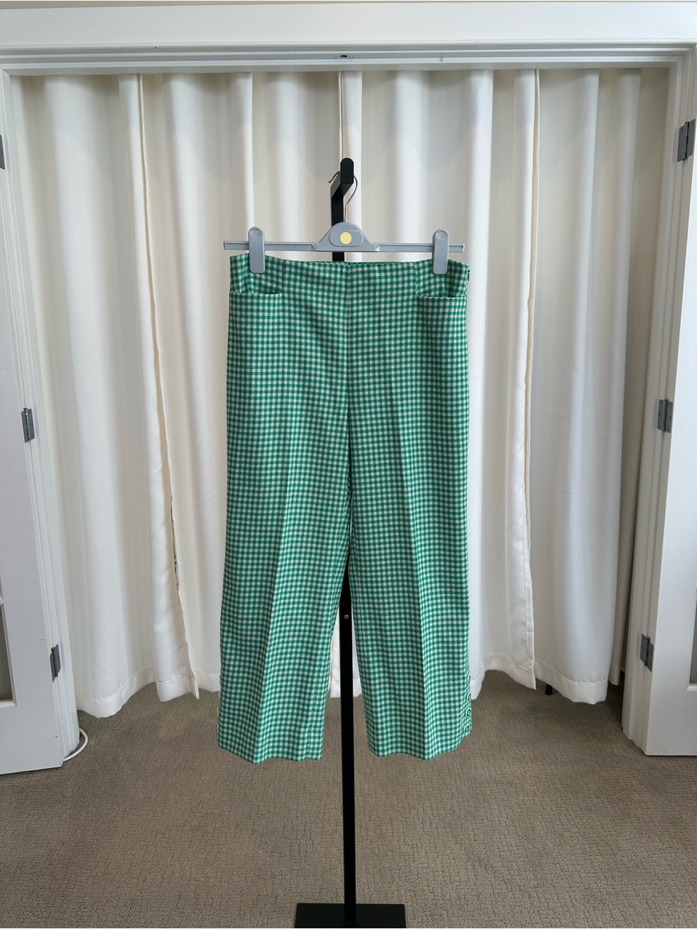 Etcetera Green Gingham Cropped Wide-Leg Pants